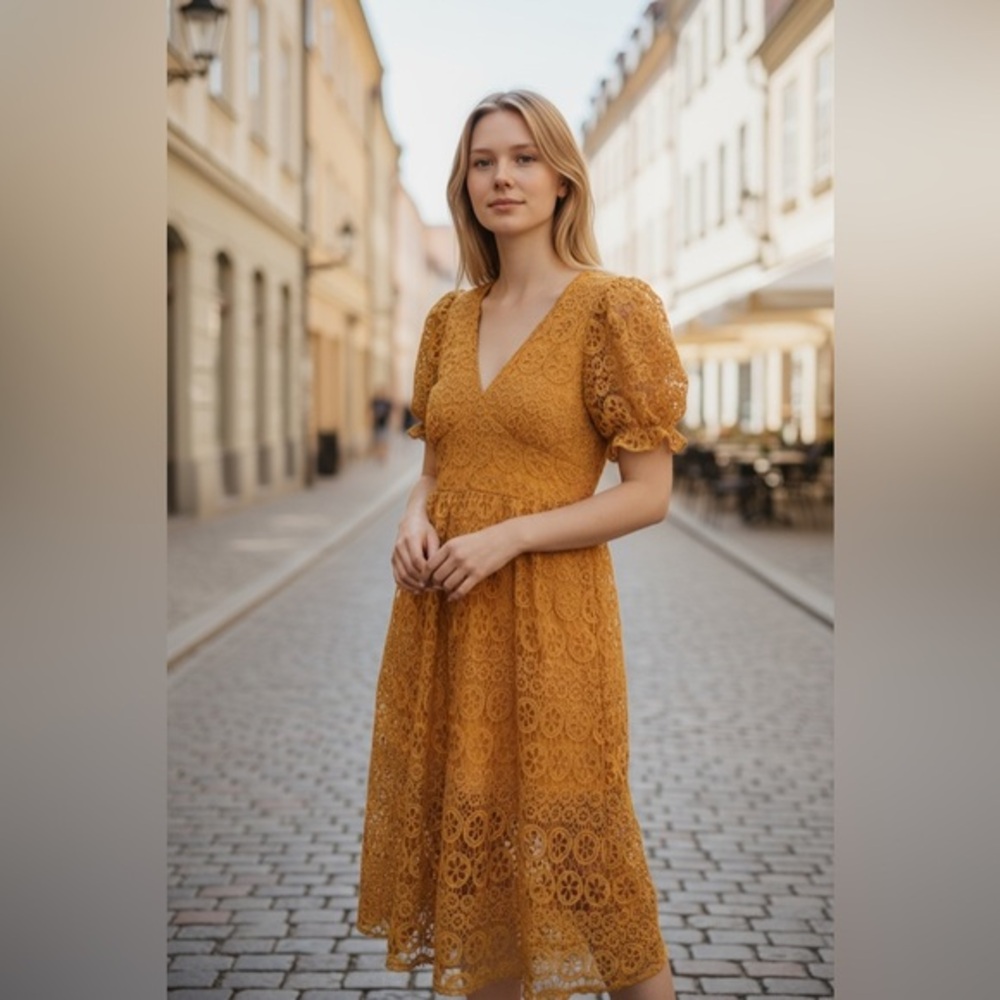 Small Gilli Sunflower Yellow Lace Dress